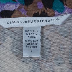 Pre Owned Diane Von Furstenberg Jeanne Animal Print Wrap Dress M