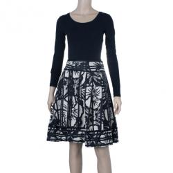 Pre Owned Diane Von Furstenberg Frankie Monochrome Print Skirt S
