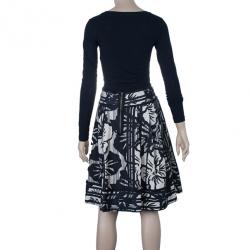 Pre Owned Diane Von Furstenberg Frankie Monochrome Print Skirt S