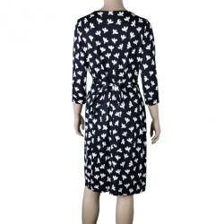 Pre Owned Diane Von Furstenberg Monochrome New Julian Wrap Dress M