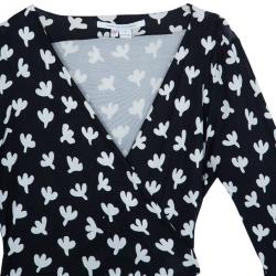 Pre Owned Diane Von Furstenberg Monochrome New Julian Wrap Dress M