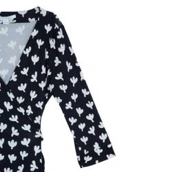 Pre Owned Diane Von Furstenberg Monochrome New Julian Wrap Dress M