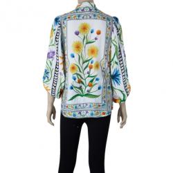 Pre Owned Diane Von Furstenberg Syrah Floral Cotton Top M