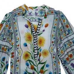 Pre Owned Diane Von Furstenberg Syrah Floral Cotton Top M