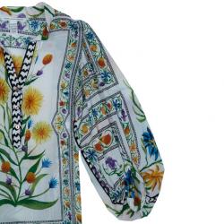 Pre Owned Diane Von Furstenberg Syrah Floral Cotton Top M