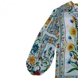 Pre Owned Diane Von Furstenberg Syrah Floral Cotton Top M