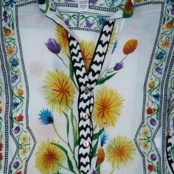 Pre Owned Diane Von Furstenberg Syrah Floral Cotton Top M