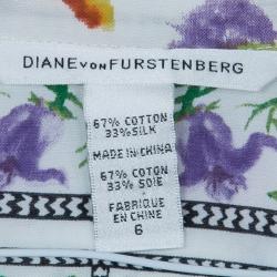 Pre Owned Diane Von Furstenberg Syrah Floral Cotton Top M