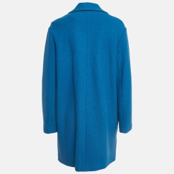 Pre Owned Diane Von Furstenberg Blue Wool Double Breasted Trench Coat M