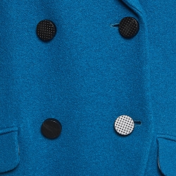 Pre Owned Diane Von Furstenberg Blue Wool Double Breasted Trench Coat M