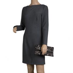 Pre Owned Diane Von Furstenberg Black Lace Envelope Clutch