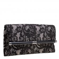 Pre Owned Diane Von Furstenberg Black Lace Envelope Clutch