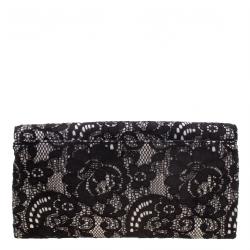 Pre Owned Diane Von Furstenberg Black Lace Envelope Clutch