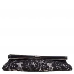 Pre Owned Diane Von Furstenberg Black Lace Envelope Clutch