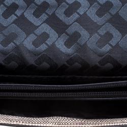 Pre Owned Diane Von Furstenberg Gold Lizard Embossed Leather Soiree Clutch