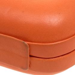 Pre Owned Diane Von Furstenberg Orange Leather Lytton Minaudiere Clutch