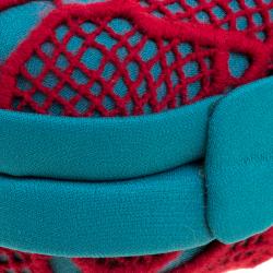 Pre Owned Diane Von Furstenberg Red/Teal Lace Sphere Minaudiere Clutch