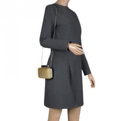 Pre Owned Diane Von Furstenberg Black/Gold Crystal Embellished Tonda Clutch