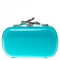 Pre Owned Diane Von Furstenberg Teal Patent Leather Lytton Minaudiere Clutch