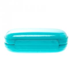 Pre Owned Diane Von Furstenberg Teal Patent Leather Lytton Minaudiere Clutch