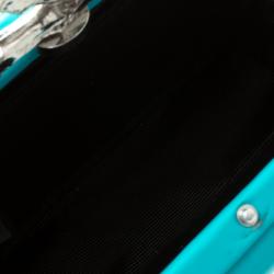 Pre Owned Diane Von Furstenberg Teal Patent Leather Lytton Minaudiere Clutch