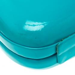 Pre Owned Diane Von Furstenberg Teal Patent Leather Lytton Minaudiere Clutch