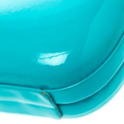 Pre Owned Diane Von Furstenberg Teal Patent Leather Lytton Minaudiere Clutch