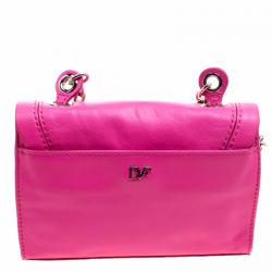 Diane Von Furstenberg Pink Leather Mini Harper Crossbody Bag