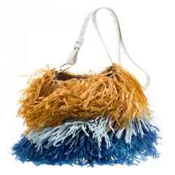 Pre Owned Diane Von Furstenberg Multicolor Fringe Raffia Tote