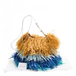 Pre Owned Diane Von Furstenberg Multicolor Fringe Raffia Tote