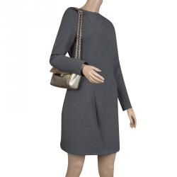 Pre Owned Diane Von Furstenberg Metallic Gold Lizard Embossed Leather 440 Mini Shoulder Bag