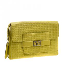 Pre Owned Diane Von Furstenberg Yellow Leather Mimosa Clutch