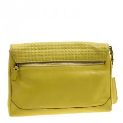 Pre Owned Diane Von Furstenberg Yellow Leather Mimosa Clutch