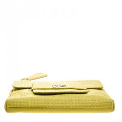 Pre Owned Diane Von Furstenberg Yellow Leather Mimosa Clutch