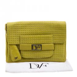 Pre Owned Diane Von Furstenberg Yellow Leather Mimosa Clutch