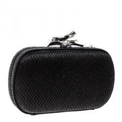 Pre Owned Diane Von Furstenberg Black Raffia Small Lytton Clutch