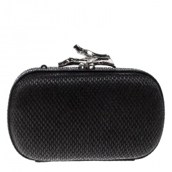 Pre Owned Diane Von Furstenberg Black Raffia Small Lytton Clutch