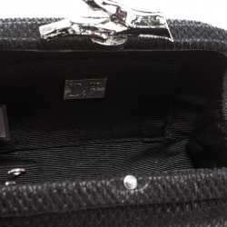 Pre Owned Diane Von Furstenberg Black Raffia Small Lytton Clutch