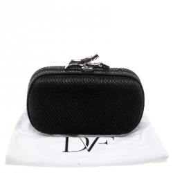 Pre Owned Diane Von Furstenberg Black Raffia Small Lytton Clutch