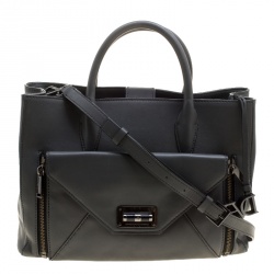Pre Owned Diane Von Furstenberg Grey Leather Large 440 Gallery Secret Envelope Tote