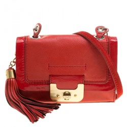 Diane Von Furstenberg Red Leather Mini Harper Shoulder Bag