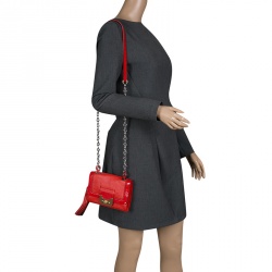 Diane Von Furstenberg Red Leather Mini Harper Shoulder Bag