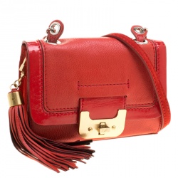 Diane Von Furstenberg Red Leather Mini Harper Shoulder Bag