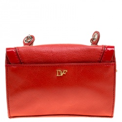 Diane Von Furstenberg Red Leather Mini Harper Shoulder Bag
