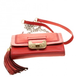 Diane Von Furstenberg Red Leather Mini Harper Shoulder Bag