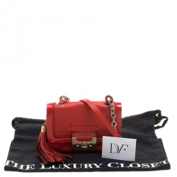 Diane Von Furstenberg Red Leather Mini Harper Shoulder Bag