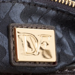 Pre Owned Diane Von Furstenberg Grey Lizard Embossed Leather Envelope Clutch