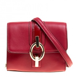 Diane Von Furstenberg Red Leather Micro Mini Sutra Shoulder Bag