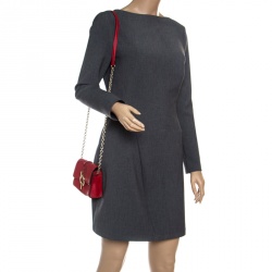 Diane Von Furstenberg Red Leather Micro Mini Sutra Shoulder Bag