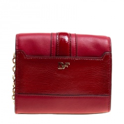Diane Von Furstenberg Red Leather Micro Mini Sutra Shoulder Bag